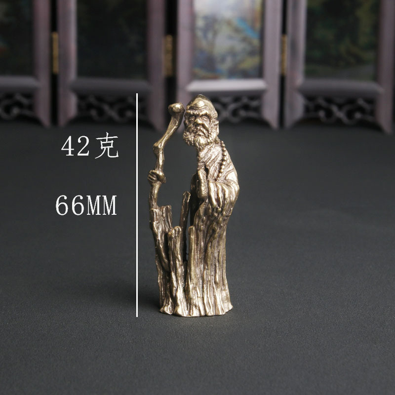 Vintage Collectible Ornaments - ヴィンテージ真鍮禅師ダルマ像デスクトップ装飾彫刻工芸品収集品アンティークブロンズ製品卸売