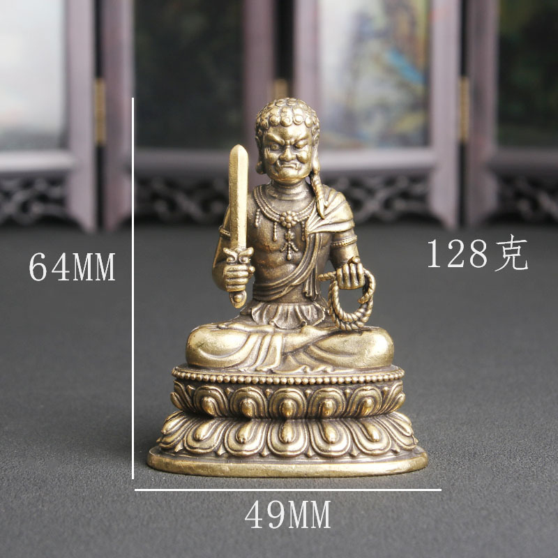 Vintage Collectible Ornaments - ヴィンテージ真鍮製不動明王仏像デスクトップ装飾彫刻物礼拝像工芸品収集品アンティークブロンズ製品