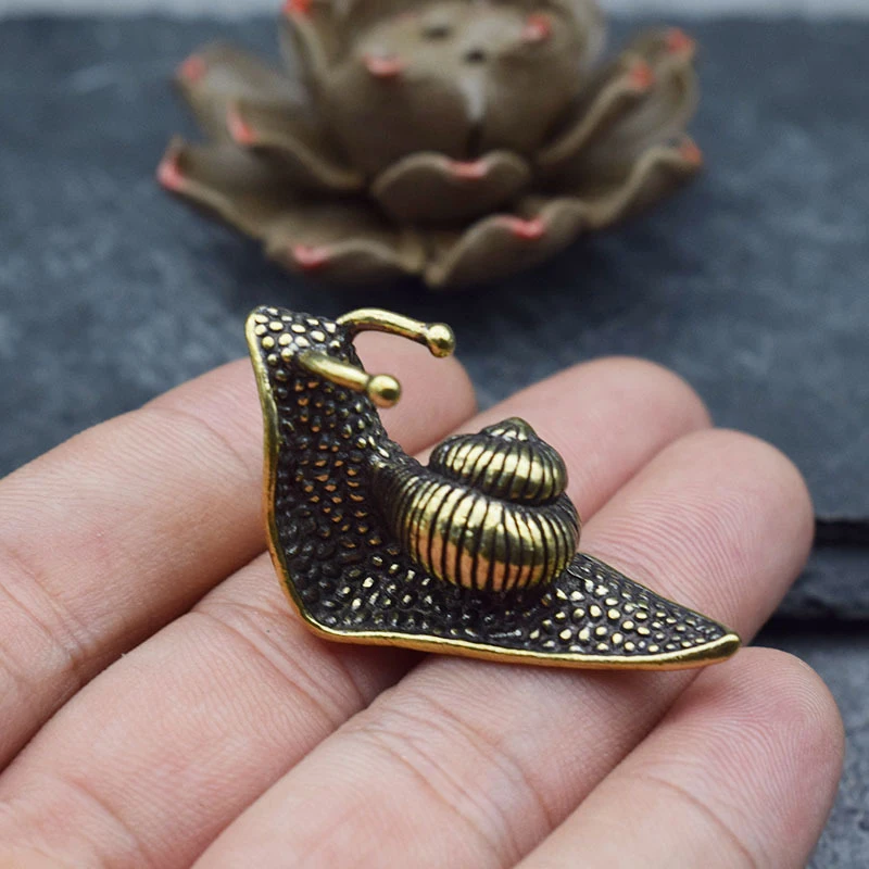 Vintage Collectible Ornaments - ヴィンテージ純銅ペットティーカタツムリオーナメント、ミニカタツムリ置物、ティーペット茶道コレクション装​​飾、デスクトップ玩具