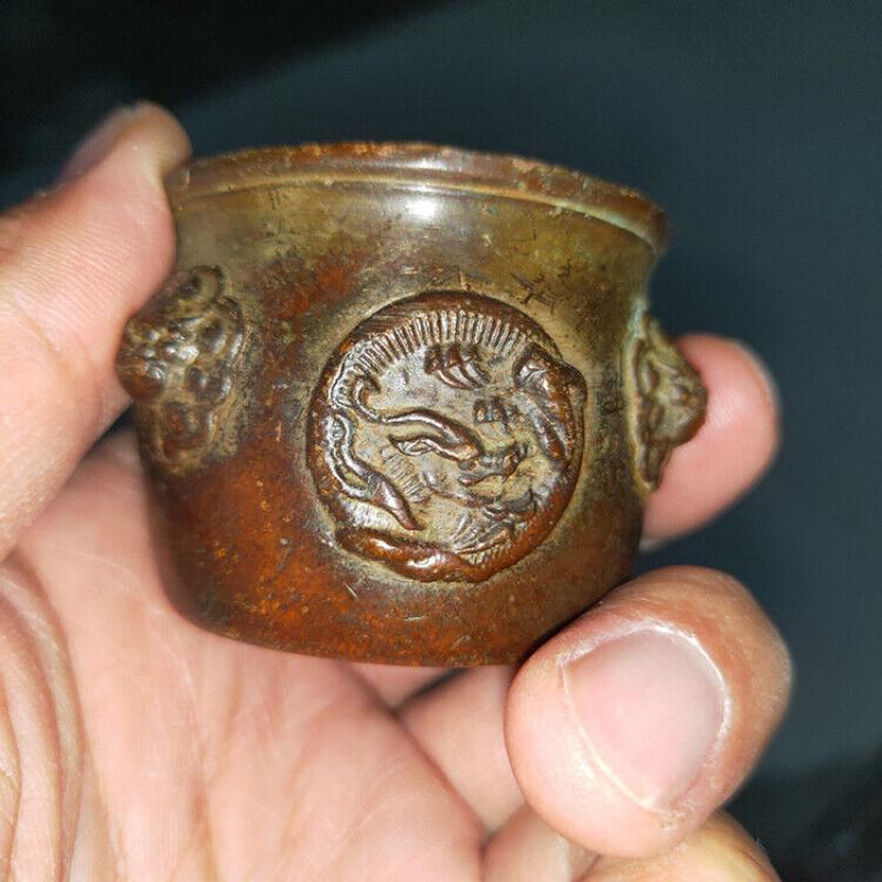Vintage Collectible Ornaments - アンティークブロンズ香炉、古いオブジェクト収集、本物の銅の装飾品