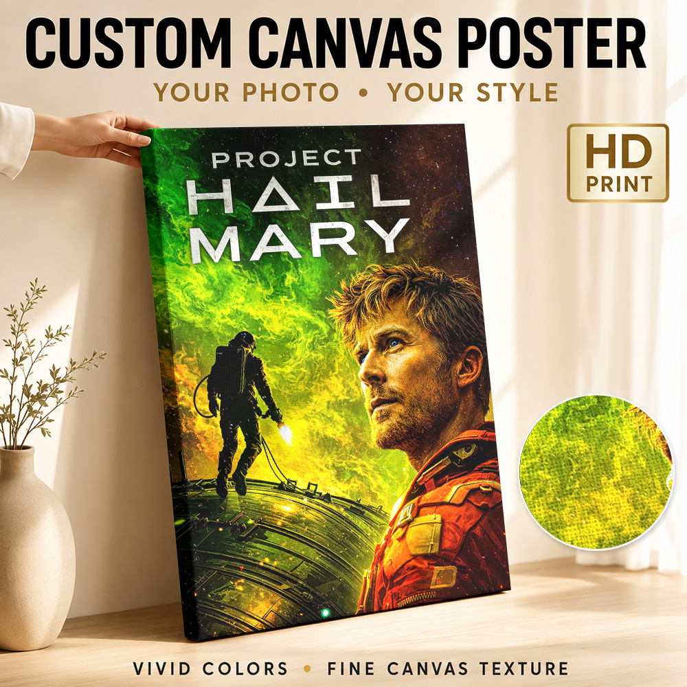 Vintage Collectible Posters - プロジェクト・ヘイル・メアリー映画キャンバスポスター、カスタム写真ヴィンテージ映画ウォールアート、リビングルーム装飾用、コレクターズアイテム、すぐに飾れるギフト