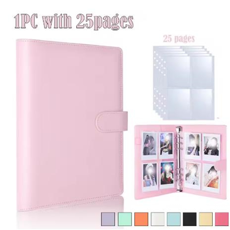 Polaroid Photo Album - 25枚入り（4グリッド）フォトカードA5バインダー KPOPフォトアルバム アイドルカード ルーズリーフ コレクトブック バインダー