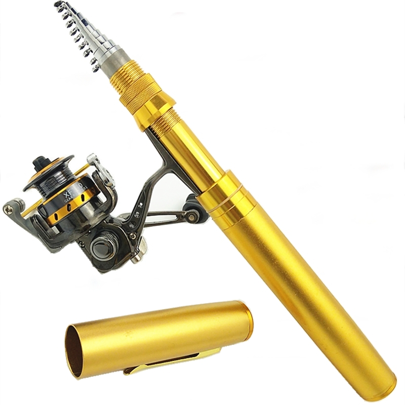 Developing Tank Reel - 1.8/2.1mペン型ロッドスピニングテレスコピックポケットロッド海釣り竿リールセットポータブルミニメタルシェルロッド友人へのギフト
