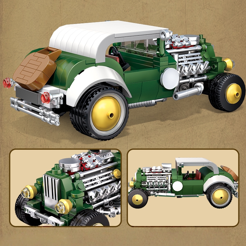 レトロなビンテージカーのブロックセット、車両のブロックモデル - Vintage Collectible Ornaments のレビューと価格