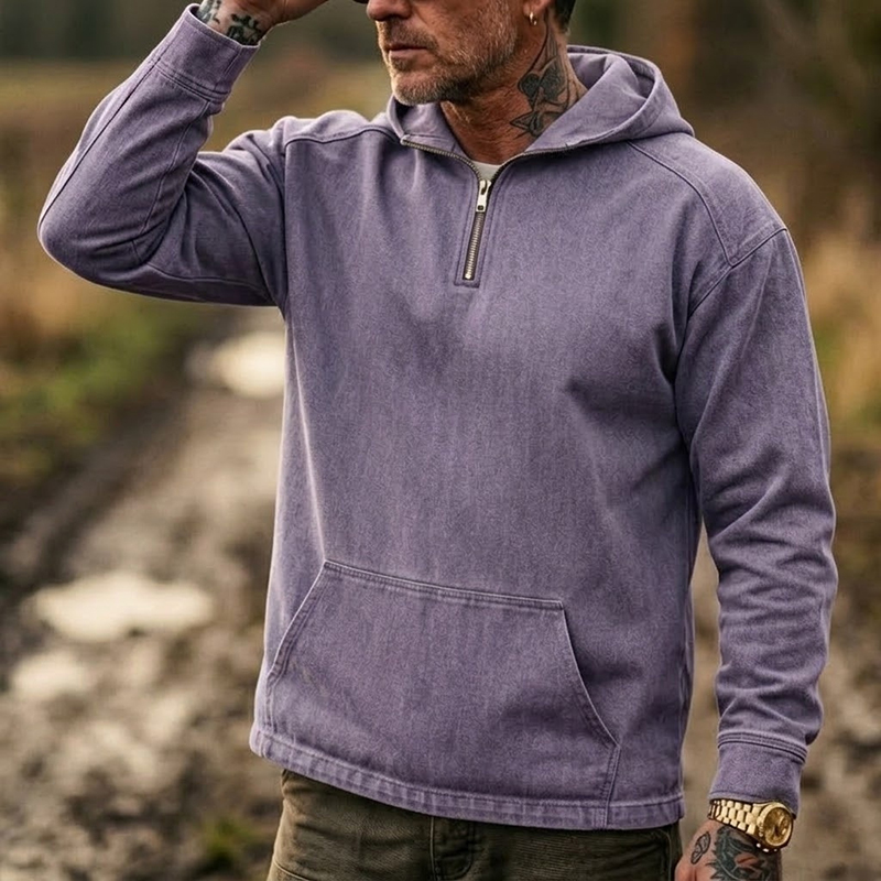 ヴィンテージ風メンズデニムパーカーポロシャツ、2026年春・ - Vintage Zip Hoodie のレビューと価格