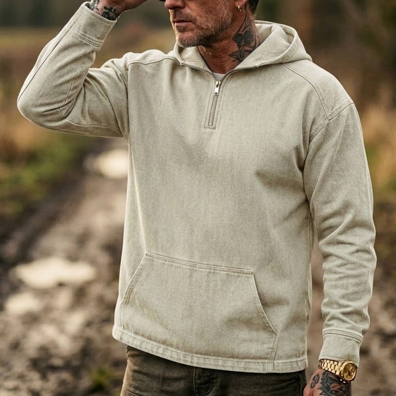 ヴィンテージ風メンズデニムパーカーポロシャツ、2026年春・ - Vintage Zip Hoodie のレビューと価格