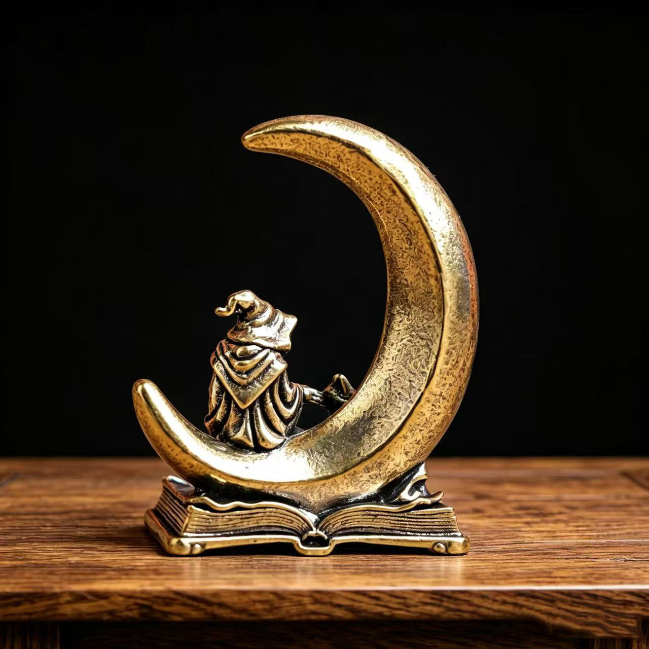 真鍮製の月の魔女装飾像、猫付き、ヴィンテージメタル魔女像、ハ - Vintage Collectible Ornaments のレビューと価格