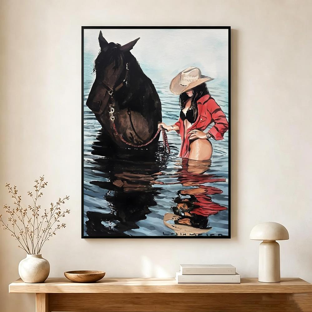 ヴィンテージ風カウガールをテーマにしたポスター。モダンなイン - Vintage Collectible Posters のレビューと価格
