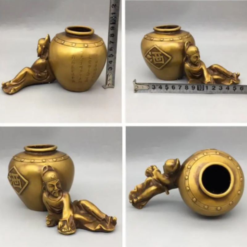 アンティーク真鍮製の李白「酔仙」像 - 真鍮製の香炉、筆洗、 - Collectible Vintage Wine のレビューと価格