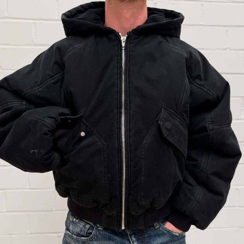 メンズ オーバーサイズ ウォッシュドキャンバス フード付きボ - Vintage Zip Hoodie のレビューと価格