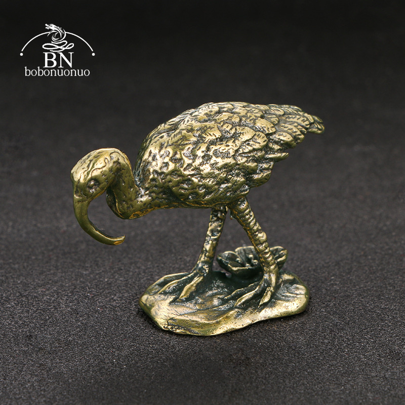 真鍮ヴィンテージ長くくちばしの鶴の置物ミニチュアデスクオーナ - Vintage Collectible Ornaments のレビューと価格