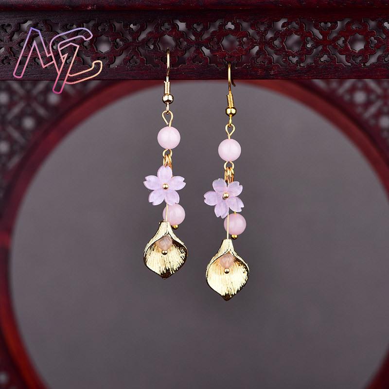 ピンク天然翡翠の花のイヤリングヴィンテージギフト女性のための - Vintage Collector のレビューと価格