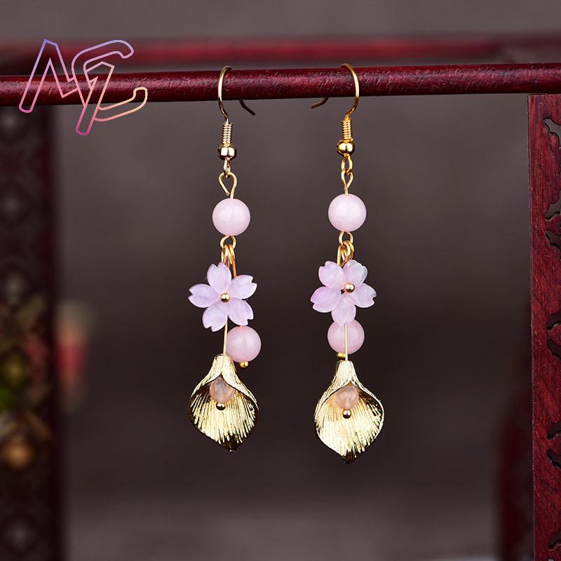ピンク天然翡翠の花のイヤリングヴィンテージギフト女性のための - Vintage Collector のレビューと価格
