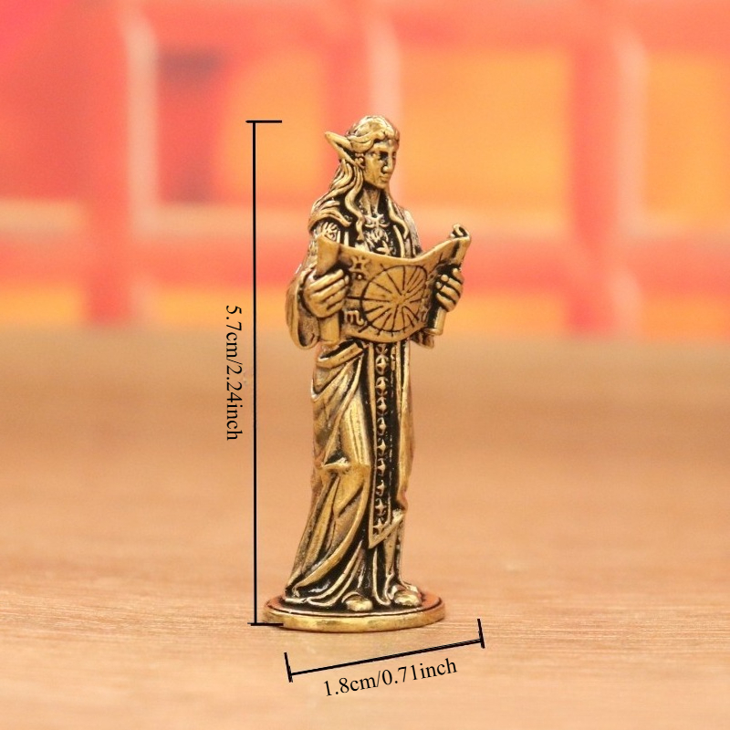 アンティーク調の真鍮製エルフの預言者像。星図の巻物を手にした - Vintage Collectible Ornaments のレビューと価格