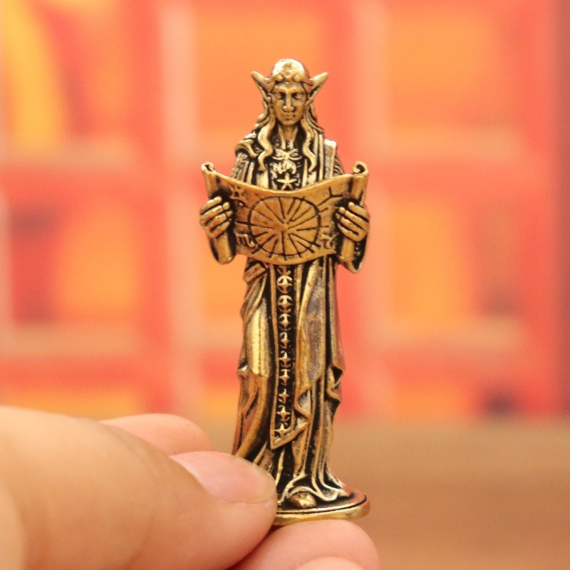 アンティーク調の真鍮製エルフの預言者像。星図の巻物を手にした - Vintage Collectible Ornaments のレビューと価格