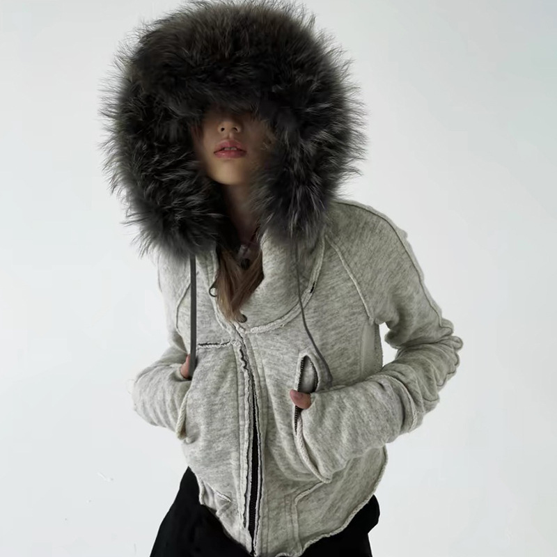 女性用ジッパー付きパーカー,ヴィンテージファッションのスウェ - Vintage Zip Hoodie のレビューと価格