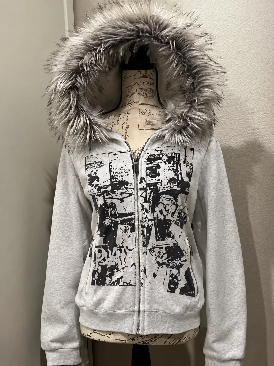 アメリカンレトロY2Kパーカー、フェイクファー付き、ジッパー - Vintage Zip Hoodie のレビューと価格