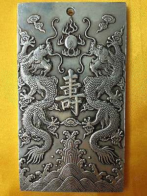 歳中国双竜長寿チベットシルバーブリオンthankaお守り13 - Vintage Collectible Ornaments のレビューと価格